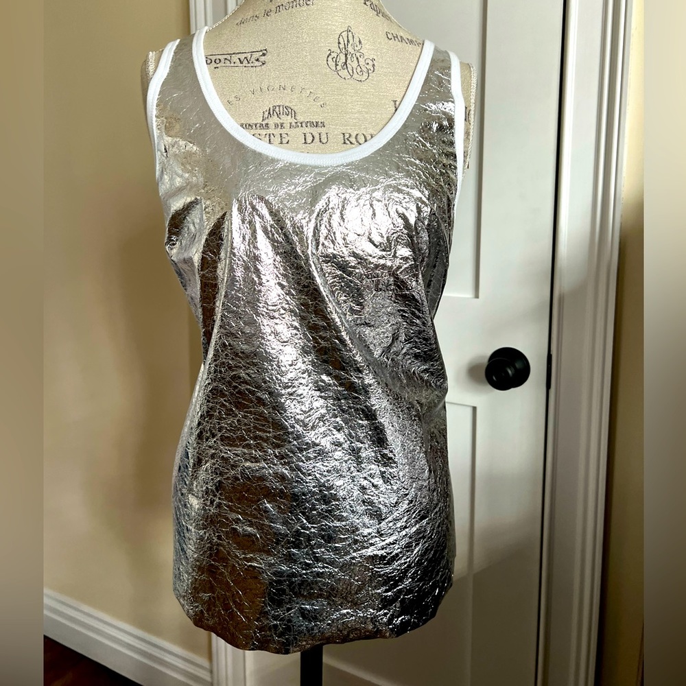 Majestic Filatures Paris silver leather tank - NWT